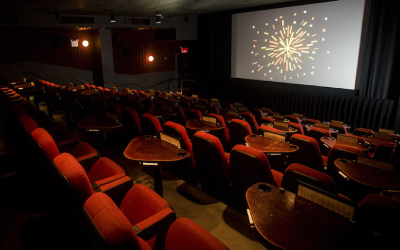 Interior of a theater at Nitehawk Cinema