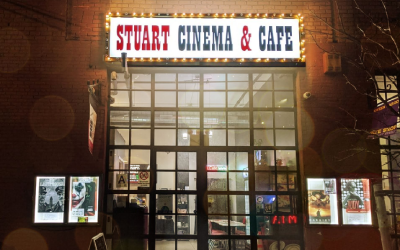 Exterior of Stuart Cinema at night